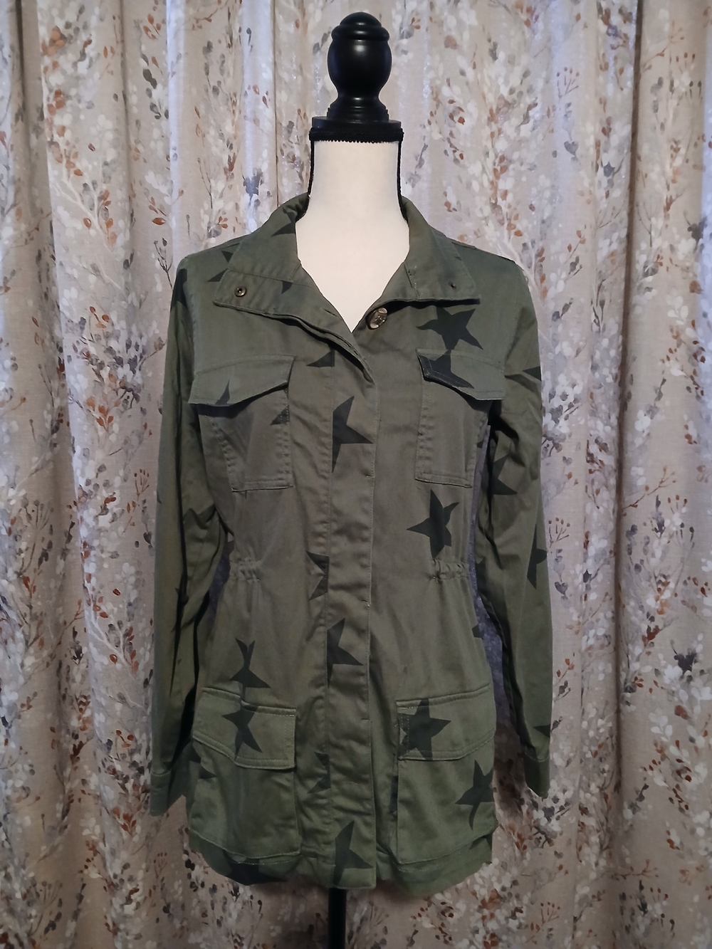Knox Rose Olive Green Star Motif Utility Jacket - Picture 3 of 5